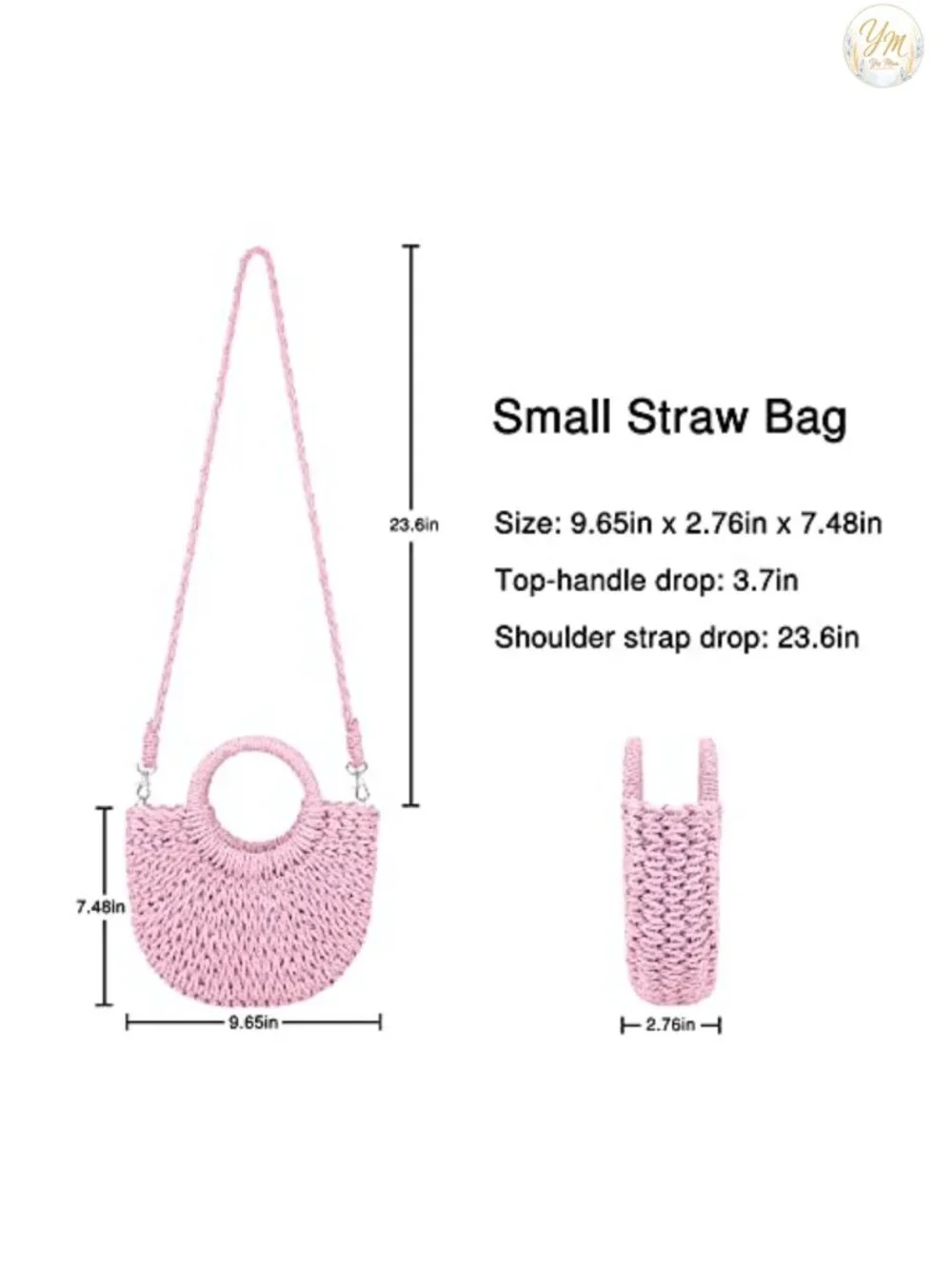 Handwoven Straw Bag Satchel Crossbody Shoulder Purse Summer Beach Woven